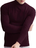 Ouzey - Mens High Collar Thermal Plain Shirts Warm Tee Tops Underwear Slim Fit T ShirtsA