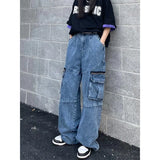 Ouzey dandys world 2025 Women's High Waisted Jeans Cargo Pants Street Vintage Distressed Wash Baggy Casual Wide Leg Women Clothing