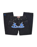 Ouzey Streetwear Jeans Y2K Men Women Clothes Harajuku Hip Hop Letter Embroidered Vintage Blue Baggy Jeans High Waist Wide Leg Trousers