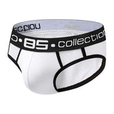 Ouzey 90s Streetwear 0850 Brand Comfortable Men Underwear Briefs U Convex Cuecas Breathable Mesh Man Underpants Cotton Low Waist  Men's Panties