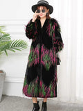 Ouzey Spring Winter Colorful Long Fluffy Patchwork Faux Fur Coat Women with Deep V Neck  Luxury Designer Emo Clothes 2025