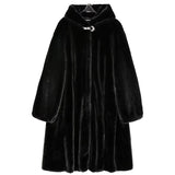 Ouzey Winter Elegant Long Black Thick Warm Fluffy Faux Mink Fur Coat Women with Hood Plus Size Fluffy Jacket 5xl 6xl 7xl