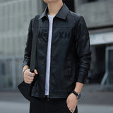 Ouzey 2024 Autumn New Trendy Casual Jacket Men's Leather Clothing Plus Size Lapel Jacket Versatile Fashion For Casual Scenes