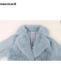 Ouzey Winter Short Oversized Hairy Soft Thick Warm Black Faux Fur Coat Women Loose Luxury Blue White Pink Fluffy Jacket