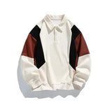 Ouzey 90s Streetwear Contrasting Color Polo Sweatshirt