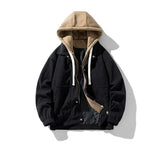 Ouzey Corduroy Patchwork Hooded Jacket