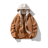 Ouzey Corduroy Patchwork Hooded Jacket