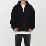 Ouzey 90s Streetwear Cozy Quarter-Zip Fleece Hoodie