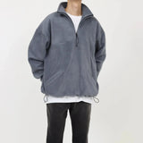 Ouzey 90s Streetwear Cozy Quarter-Zip Fleece Hoodie