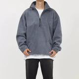 Ouzey 90s Streetwear Cozy Quarter-Zip Fleece Hoodie