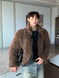 Ouzey Cropped Stitching Plush Sherpa Jacket