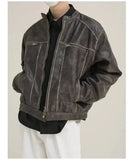 Ouzey Distressed Short Leather Jacket