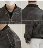 Ouzey Distressed Short Leather Jacket