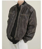 Ouzey Distressed Short Leather Jacket