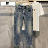 Ouzey Embroidered Blue Straight Leg Jeans