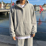 Ouzey 3135 GRAY KNITTED HOODIE AND WIDE SWEATPANTS (TOP & BOTTOM)