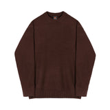 Ouzey 5570 BROWN KNITTED ROUND NECK PULLOVER SWEATER