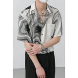 Ouzey 9044 V-NECK IRREGULAR LINE SHORT SLEEVE SHIRT