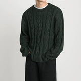 Ouzey 10183 DARK GREEN TWIST KNITTED SWEATER