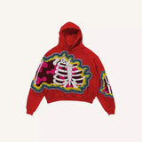 2024 New Color Matching Skull Print Pocket 3D Sweater Hoodie Sweatshirt Cos Clothing