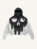 2024 New Color Matching Skull Print Pocket 3D Sweater Hoodie Sweatshirt Cos Clothing