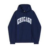 Ouzey 5421 DARK BLUE CHICAGO LETTERED HOODIE