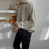 Ouzey 5555 KNITTED HALF TURTLENECK COLLAR HALF ZIP-UP SWEATER