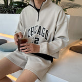 Ouzey 8035 KNIT CHICAGO HALF ZIP-UP COLLAR SWEATER & SHORTS