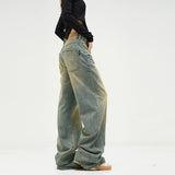 Ouzey 10124 RETRO BLUE WIDE STRAIGHT DENIM JEANS