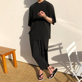 Ouzey 2042 PLEATED ANKLE WIDE PANTS & HALF SLEEVE SHIRT