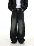 Ouzey 10382 DARK GRAY BAGGY STRAIGHT DENIM JEANS