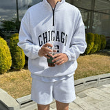 Ouzey 8035 KNIT CHICAGO HALF ZIP-UP COLLAR SWEATER & SHORTS