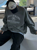 Ouzey 90s Streetwear 11170 Gray Embroidery Crewneck Sweater