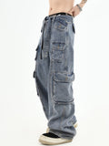 Ouzey [Insstudios] American Multi-Pocket Washed Jeans Na592