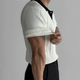 Ouzey 11642 Contrast Knitted Polo Short Sleeve