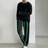 Ouzey 10201 DRAWSTRING STRIPED STRAIGHT PANTS