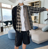 Ouzey 5145 RECONSTRUCTED STITCHED FLANNEL PLAID SHIRT