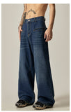 Ouzey 11164 BLUE WIDE STRAIGHT DENIM JEANS