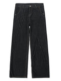 Ouzey 9584 Black Reconstructed Straight Denim Jeans