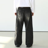 Ouzey 7002 WASHED BLACK WIDE STRAIGHT DENIM JEANS