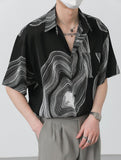 Ouzey 9044 V-NECK IRREGULAR LINE SHORT SLEEVE SHIRT