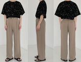 Ouzey 5176 DRAPE TOP FOLDED WIDE STRAIGHT PANTS