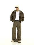 Ouzey 10266 Coffee Wide Straight Pants