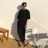 Ouzey 2042 PLEATED ANKLE WIDE PANTS & HALF SLEEVE SHIRT