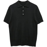 Ouzey 5249 BLACK VERTICAL KNITTED SHORT SLEEVE COLLAR SHIRT