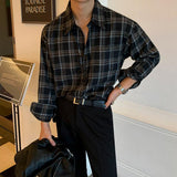 Ouzey 1467 BLACK PLAID SHIRT