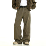 Ouzey 10266 Coffee Wide Straight Pants