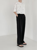 Ouzey 5176 DRAPE TOP FOLDED WIDE STRAIGHT PANTS