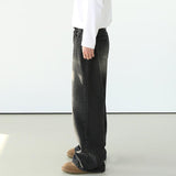 Ouzey 7002 WASHED BLACK WIDE STRAIGHT DENIM JEANS