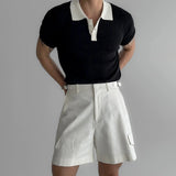 Ouzey 11642 Contrast Knitted Polo Short Sleeve